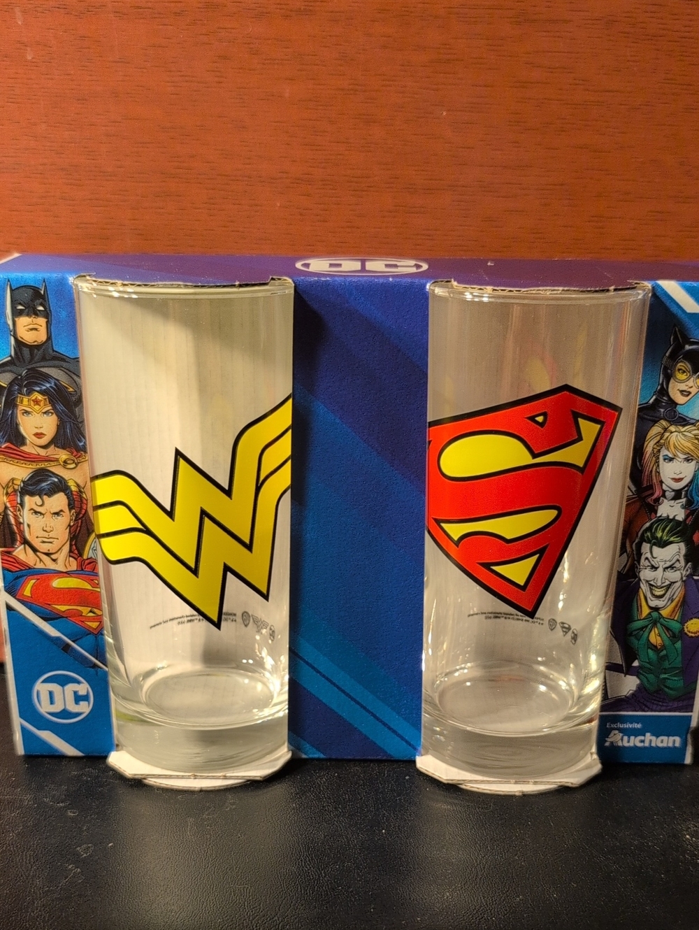 DC Collectible 2pk of Wonder Woman & Superman 9oz. Drinking Glasses
